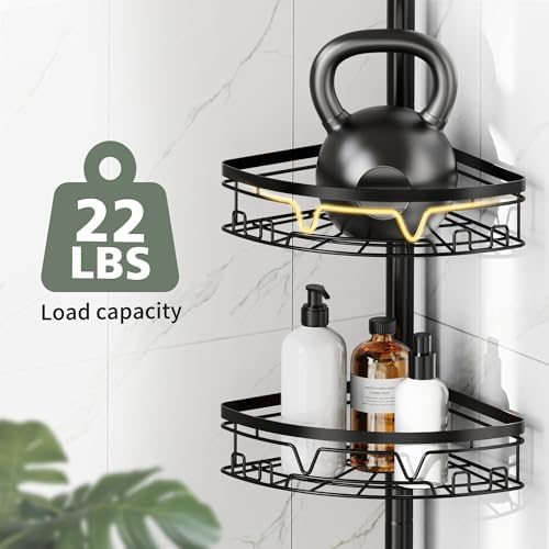 KEGII Corner Shower Caddy Tension Pole, Fan-Shaped Large Capacity Organizer