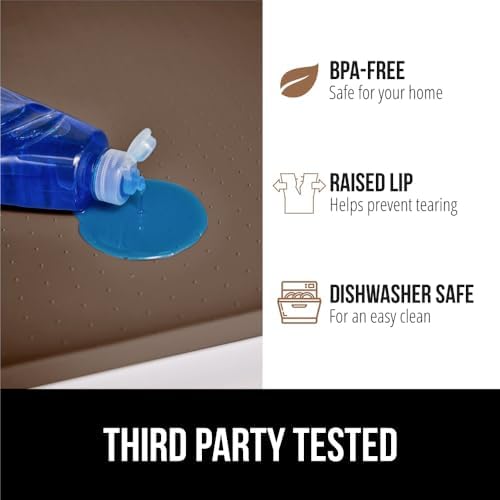 GORILLA GRIP Waterproof Silicone Under Sink Mat, Stay in Place 31x22 Coffee