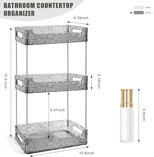 3-Tier Bathroom Counter Organizer Countertop Storage-Grey