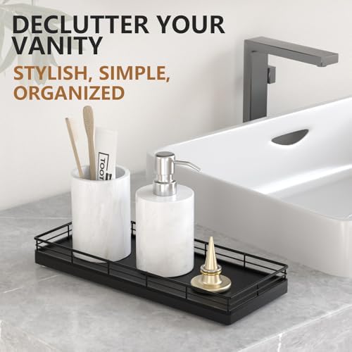 Bathroom Tray for Counter Top Organizer, Oak Wood Vanity Tray