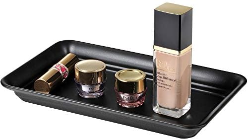 SheeChung Metal Vanity Tray, Bathroom Counter Storage Tray, Black 2 Pack