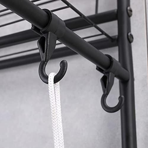 3-Tier Bathroom Over The Toilet Storage Rack Free Standing Metal Frame Shelf Organizer, with 4-Hooks, Black