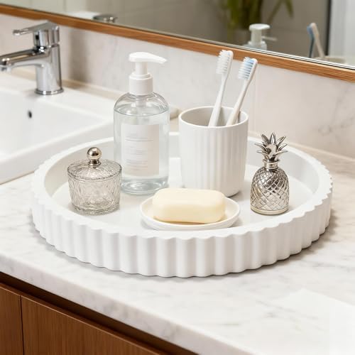 Decorative Tray for Coffee Table, 12'' Resin Round Tray for Home Decor