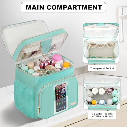 Portable Shower Caddy College Dorm Essentials, Large Toiletry Bag for Women Men, 2 Layers Quickly Dry Mesh Bathroom Tote Bag, Hanging Makeup Organizer Bag for Travel, Gym, Camping (Mint Green)