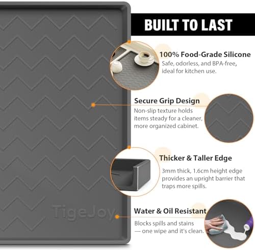 TigeJoy Under Sink Mats for Kitchen Waterproof 40" x 19", Cabinet Liner