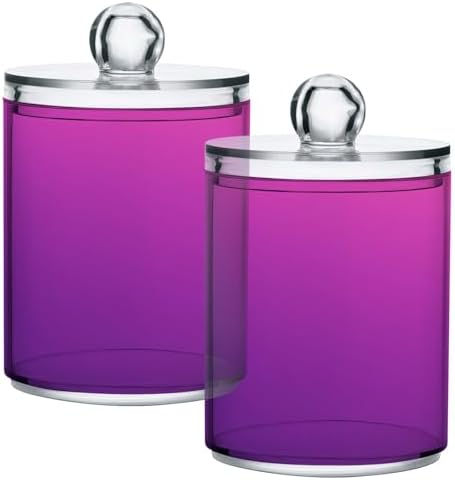 Gredecor 4 Pack Gradient Purple Qtip Holder Organizer Dispenser Clear Bathroom Storage Canister Cotton Ball Holder Bathroom Containers for Cotton Swabs/Pads/Floss
