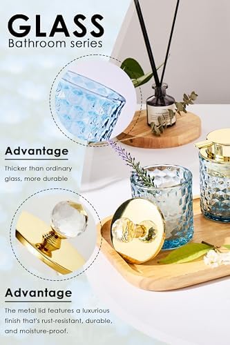 Britimes Bathroom Accessories Set of 4, Blue Glass Complete