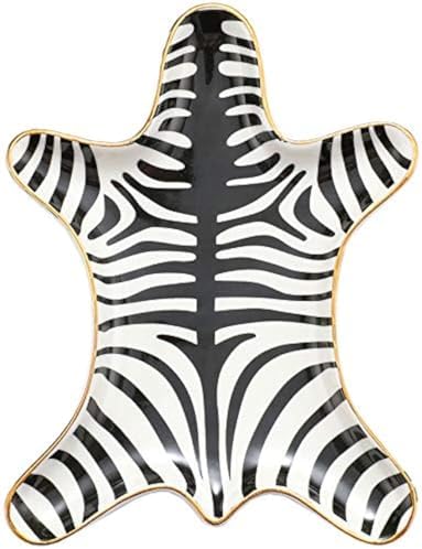 Stephanie Imports Zebra Gold Ceramic Trinket Plate and Decorative Jewelry Dish