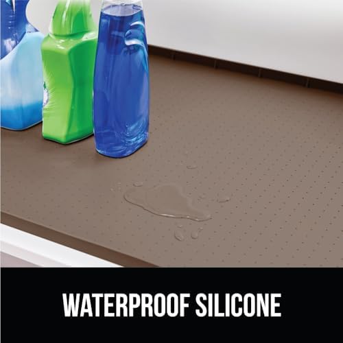 GORILLA GRIP Waterproof Silicone Under Sink Mat, Stay in Place 46x22 Coffee