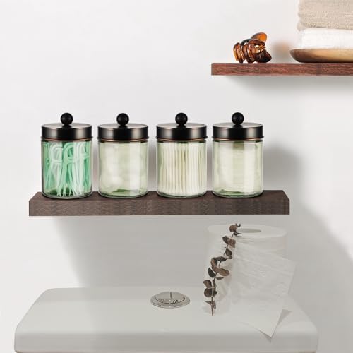 Amolliar Green Glass Qtip Holder Apothecary Jar, Bathroom Decor, ORB 1 Pack