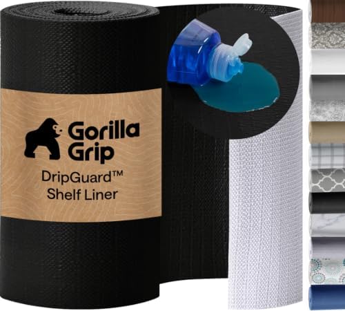 GORILLA GRIP Shelf Liner, Kitchen Drawer Protector, 12x120 Black