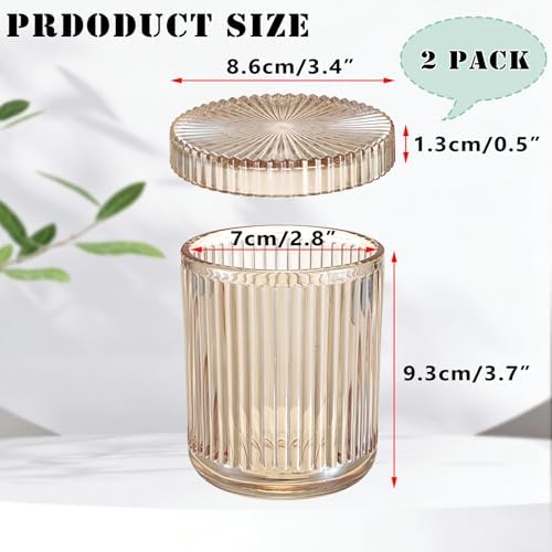 Hipiwe Glass Apothecary Jars with Lid 2Pcs Cotton Ball and Swab Organizer