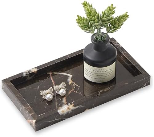 Natural Small Marble Vanity Tray, Stone Organizer for Bathroom & Kitchen