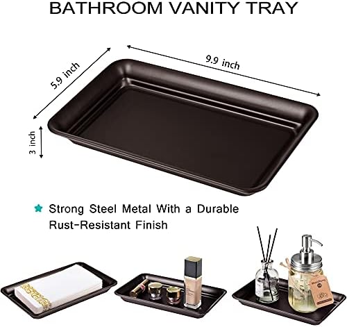 SheeChung Metal Vanity Tray, Bathroom Counter Storage Tray, Bronze 4 Pack