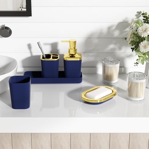 XLHOMO Blue Bathroom Set, 9PC Bathroom Set, Bathroom Accessory Set