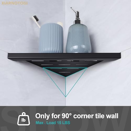 10" Corner Shower Shelf, 1-Pack Bathroom Shelves for Tile Walls, SUS304 Stainless Steel Recessed Shower Shelf, Grout in Corner Organizer Shelves, Matte Black