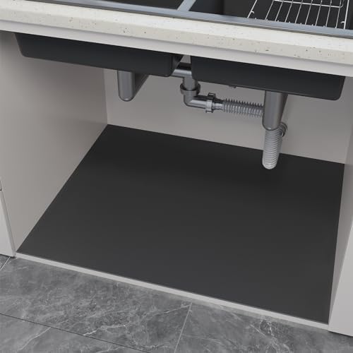 Under Sink Mats-20" x 16" (Cut-to-Fit) Absorbent Shelf Liner for Kitchen&Bathroom Cabinets | Non-Slip, Quick-Dry Cabinet Liner for Under Sink, Vanity & Utility Storage (Grey,20''x16'')
