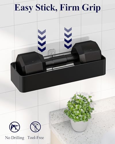 Kitsure Large Shower Caddy - Adhesive 6-Pack Bathroom Shelves, Black