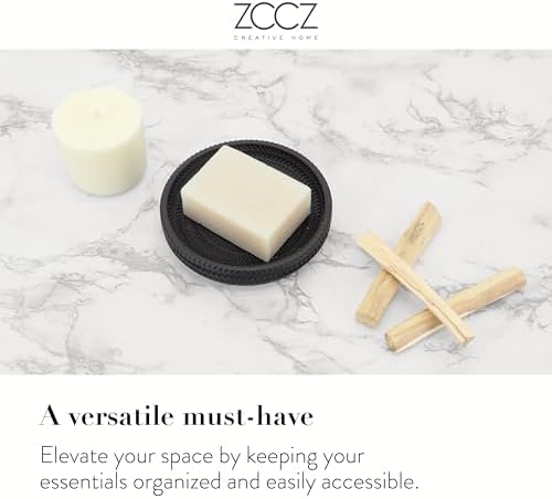 ZCCZ Black Bathroom Accessories Set 4 Pcs - Toothbrush Holder, Soap Dispenser, Vanity Tray, Tumbler - Countertop Organizer for Bathroom - Modern Accessory Set for Home Decor and Storage