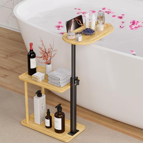 Bathtub Tray Table, Freestanding Bath Side Table Tub Tray Caddy
