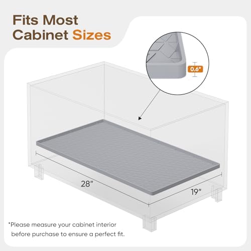TRZZ Waterproof Under Sink Mat, 28"x19", Drip Tray Shelf Liner, Black