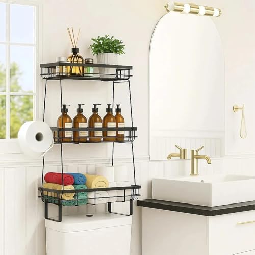 ShellKingdom Over The Toilet Storage Shelf, 3 Tier Toilet Paper Holder Rack