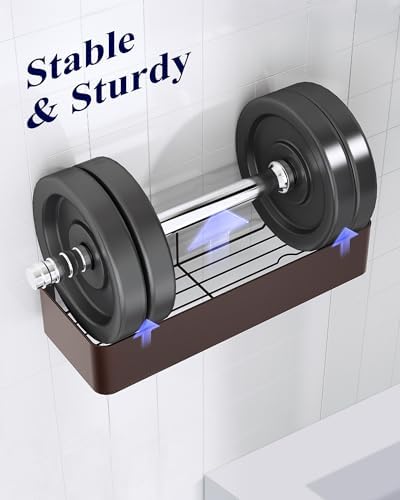 Kitsure Shower Caddy Adhesive, Stylish Shower Organizer, Large, Brown