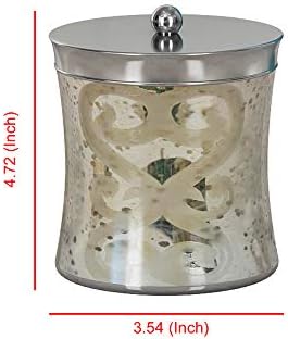 nu steel Mercury Glass Bathroom Vanity Countertop Storage Organizer Canister Jar for Cotton Swabs,Rounds,Balls,Makeup Sponges,Bath Salts-Etched/Mercury