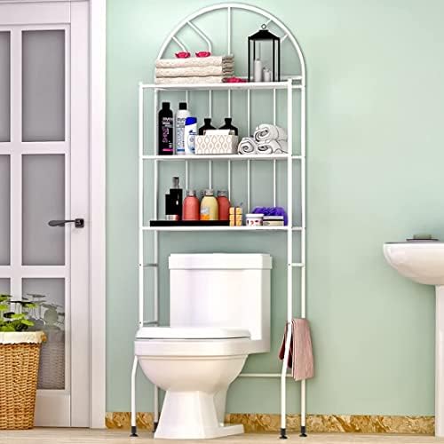 Over The Toilet Storage, 3-Tier White Bathroom Shelf Space Saver, Freestanding Toilet Storage Rack Cabinet Shelves