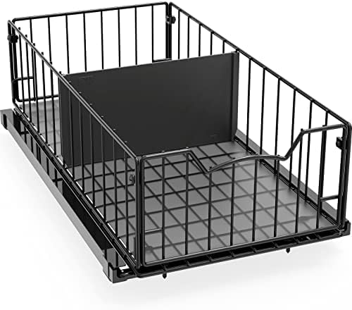 Simple Houseware Pull-Out Cabinet Sliding Basket, 17.2Dx9.7Wx5H, Black