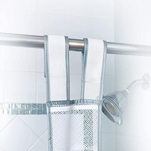 Skywin Hanging Mesh Shower Caddy, 7 Pockets, Quick Dry, 60 x 6 In - White