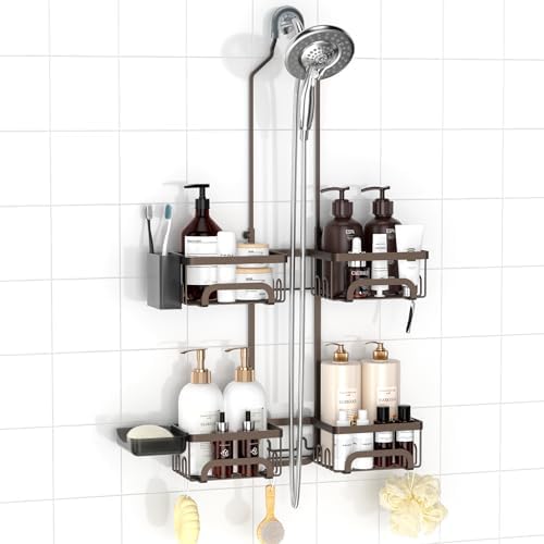 REINHARDT Split Shower Caddy Hanging for Handheld Showerheads, Bronze