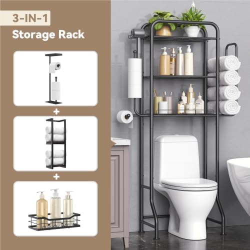 3-in-1 Over the Toilet Storage Rack, 3-Tier Toilet Organizer Shelf