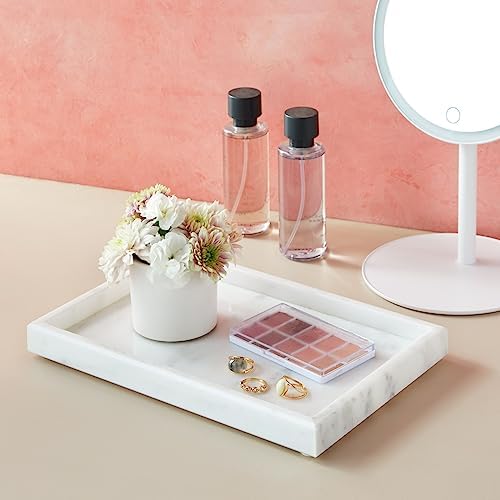 Juvale Large Marble Vanity Tray - Jewelry & Cosmetic Organizer with Drawer Organizer - Bathroom Display with Soap Tray - Home Accent Piece with Marble Decor - 11.7 x 7.7 x 1.1 in White (Pack of 6)