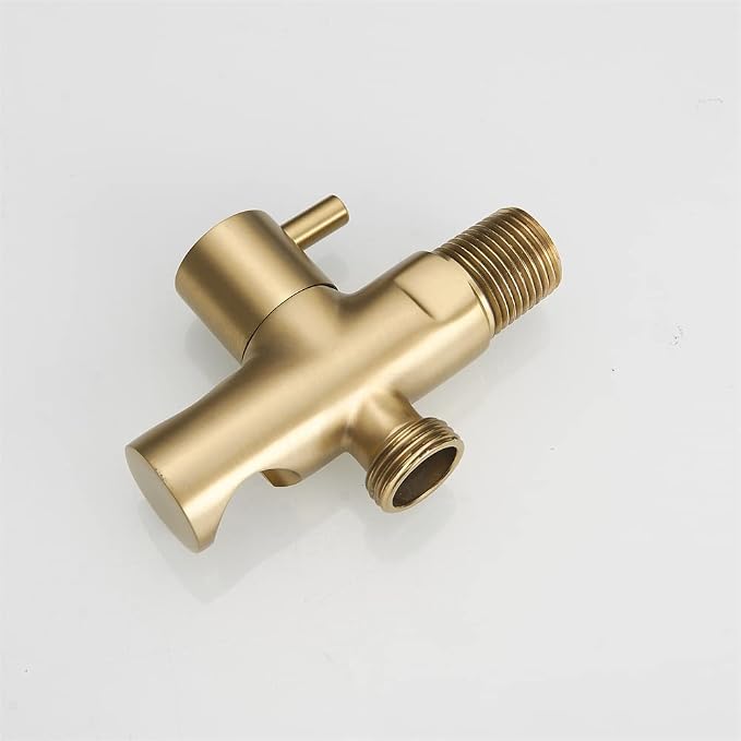 Hand Held Shower Head Holder with Hose Connector Shower Head Shut Off Valve Shower Wand Holder Wall Mount Handheld Shower Handle Sprayer Holder Attachment Toilet Bidet Spray Head Bracket Brushed Gold