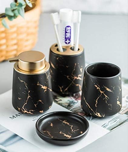 3 Piece Painted Ceramics Bathroom Accessories Set Durable Matte Black