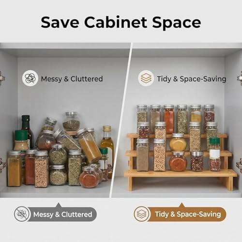 3-Tier stepped Spice Rack Organizer for Cabinets,Countertop & Pantries