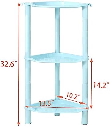 3 Tier Shower Caddy Organizer Shelf Corner, 13.5 x 10 x 26 Inches, Rustproof, Plastic Shower Rack Stands for Inside Bathroom, Bathtub, Shower pan, Blue (Round Slot Blue 3 Tier)