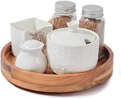 10" Acacia Wood Lazy Susan Organizer for Cabinet,Lazy Susan for Countertop