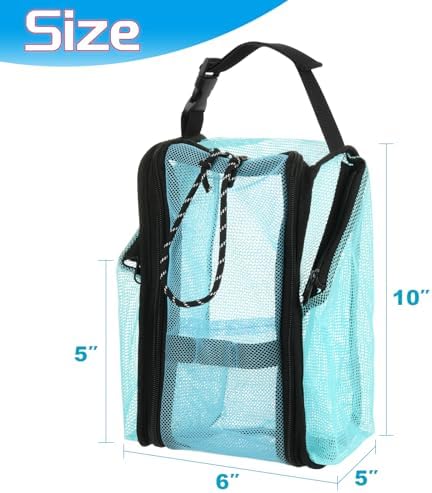 Cosmos Mesh Shower Caddy Toiletry Organizer Hanging Shower Tote Bag, Quick Dry Shower Organizer Portable Bath Bag with Durable Zippers & Side Pockets for Travel Gym Swimming Beach & Camp (Aqua Blue)