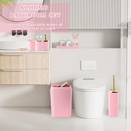 XLHOMO Bathroom Set, Pink Bathroom Set, 9PC Bathroom Accessory Set