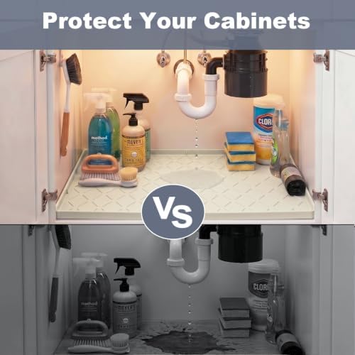 Extra Thick Under Sink Mat Waterproof with Raised Edge 31" x 22"