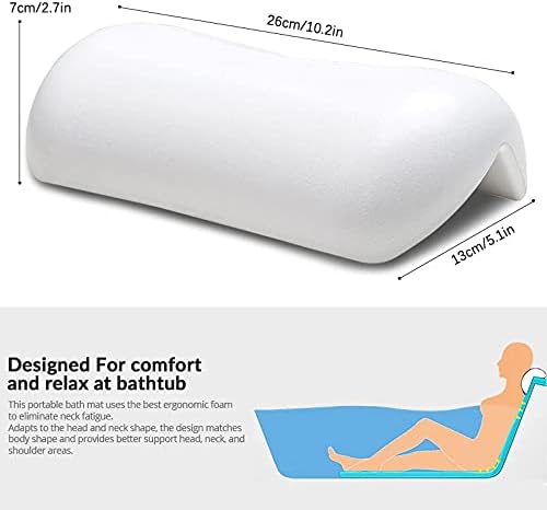 SPA Bath Pillow Non-Slip Bathtub Headrest Soft Waterproof Bath Pillows with Suction Cups Easy to Clean Bathroom Accessories (2pcs)