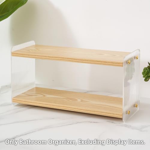 SARUFO Bathroom Counter Organizer, 2 Tier Vanity Shelf for Makeup, Skincare, Perfume, Cologne and Cosmetics - Countertop Storage for Sink, Vanity, Dresser, Cabinet, Rack and Tray