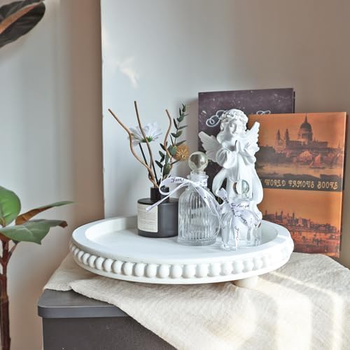 Decorative Coffee Table Tray, Round Wooden Tray for Decor