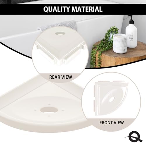 Questech 5" Shower Soap Dish Shelf for Inside Shower, Lugged for New Construction, Bath Organizer for Tiled Walls, Corner Soap Holder, Metro Lugged, White Polished