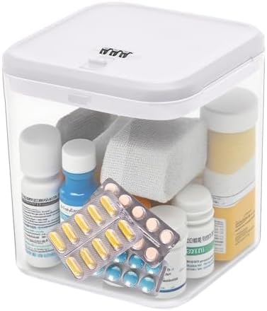 Medication Lock Box for Medicine/Pill Safe, Snack Box Container with locking lid for Fridge Food, Clear Lockable Storage Organizer with code for Candy Nuts - Perfect for Kitchen Cabinets, Home, Office