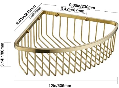 Corner Shower Caddy Organizer, SUS304 Stainless Steel Heavy Duty Rust-Proof Shelf Organizer, Wall Mounted Storage Rack for Bathroom Kitchen, Brushed Gold