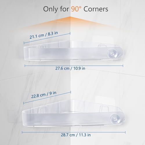 Sotfamily Plastic Shower Caddy Corner (for 90° Only), 2 Pack, Frosted Clear
