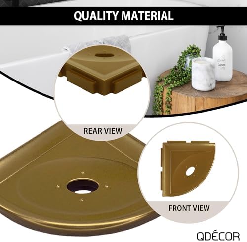 Questech 5" Shower Soap Dish Shelf for Inside Shower, Lugged for New Construction, Bath Organizer for Tiled Walls, Corner Soap Holder, Metro Lugged, Gold Finish